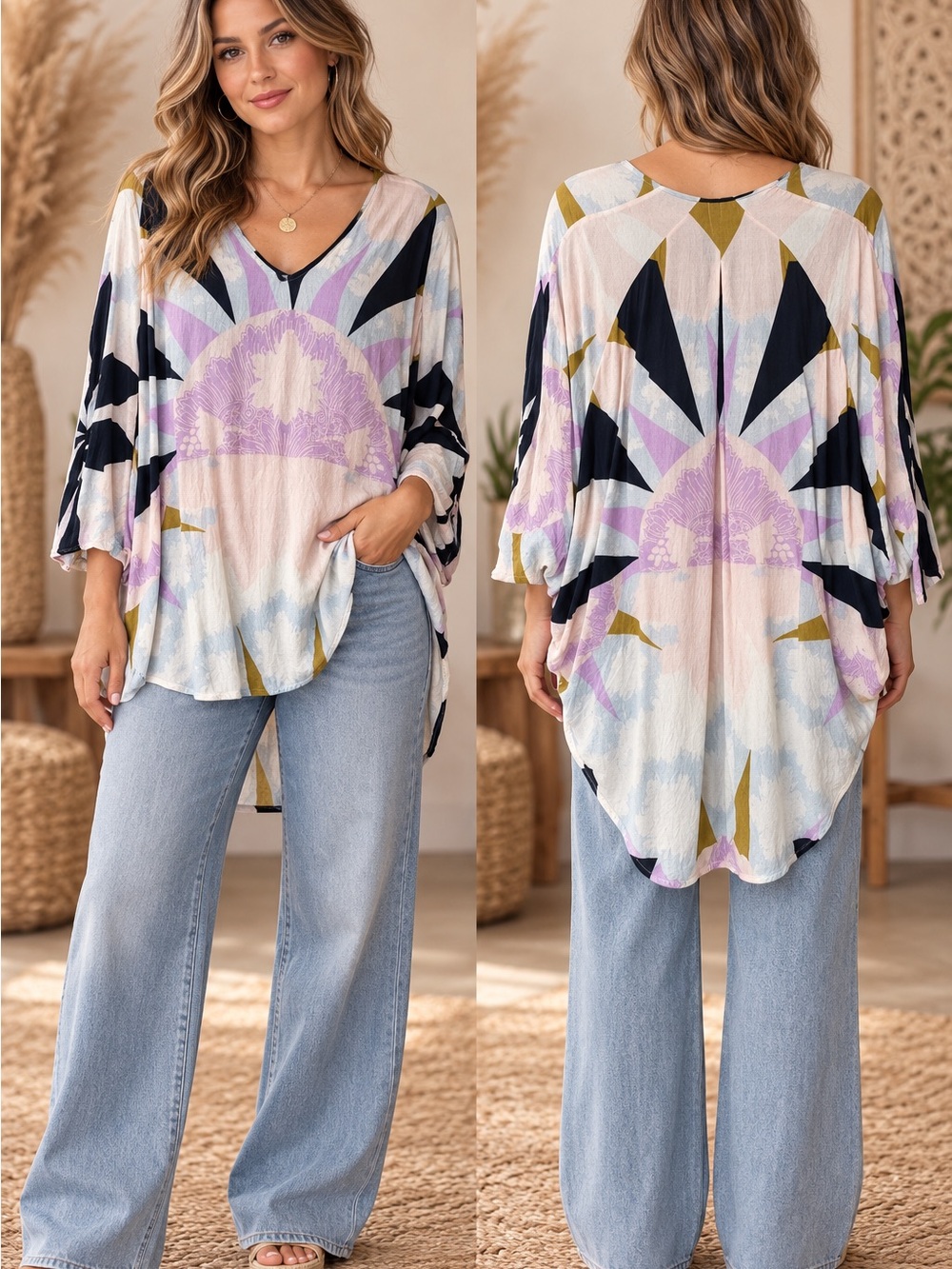 Free People Pastel Sunburst Tunic (111134) ☀️ 🌼